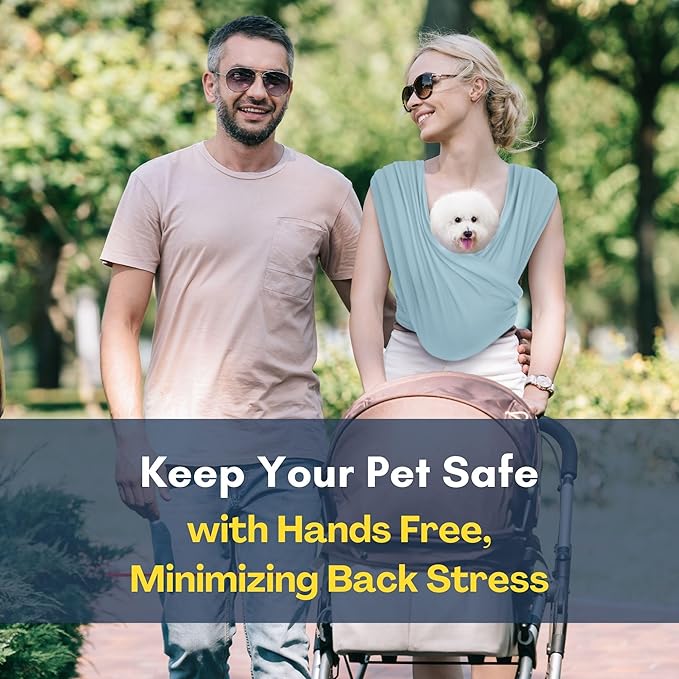 Dog Carriers for Small Dogs, Front Facing Dog Sling Carrier, Hands Free Cat Carrier, Size Adjustable, Reducing Back Pain, Premium Cotton, Safe and Soft Dog Carrier (Regular, Baby Blue)