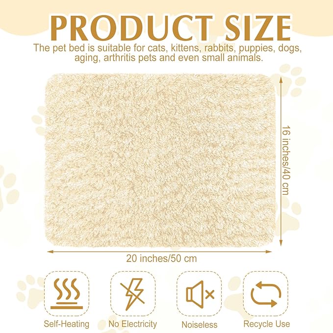 4 Pack Self Warming Cat Bed Indoor Self Heating Dog Cat Pad Washable 16 x 20 Inch Thermal Pet Kennel Pad Crate Bed Mat Reflect Body Heat for Outdoor
