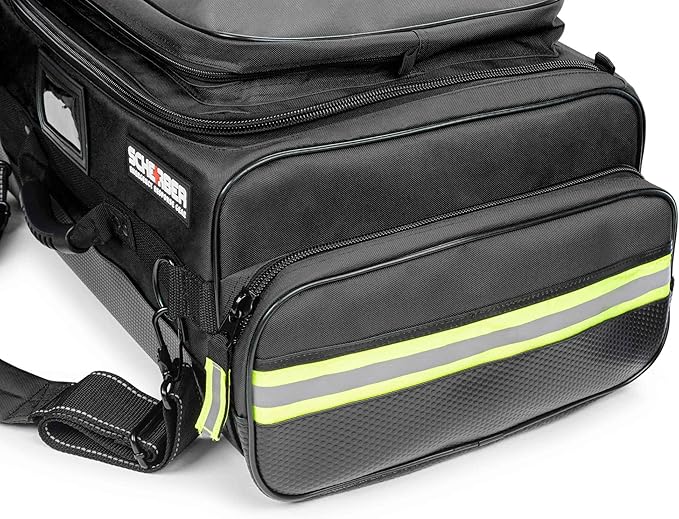 Scherber Fully-Stocked Premium First Responder Bag | HSA/FSA Approved | Large Pro EMT/EMS Trauma, Bleeding & Oxygen Medical Kit | CAT Tourniquet, HyFin Chest Seal & 250+ First Aid Supplies (Black)