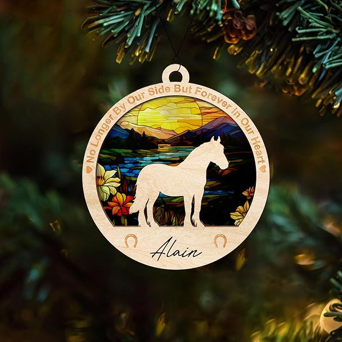 PO236 Horse Memorial Ornaments - Christmas Xmas Tree Ornament Window Hanging Car Sympathy Gift for Loss Bereavement Keepsake Remembrance Gifts for Horse Lovers Holiday Decoration