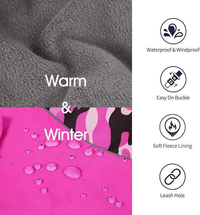 IECOii Extra Warm Dog Coat - Reflective Adjustable Dog Jacket with Buckle Fleece Turtleneck for Cold Weather - Soft Winter Coat for Small, Medium, Extra Large Dogs