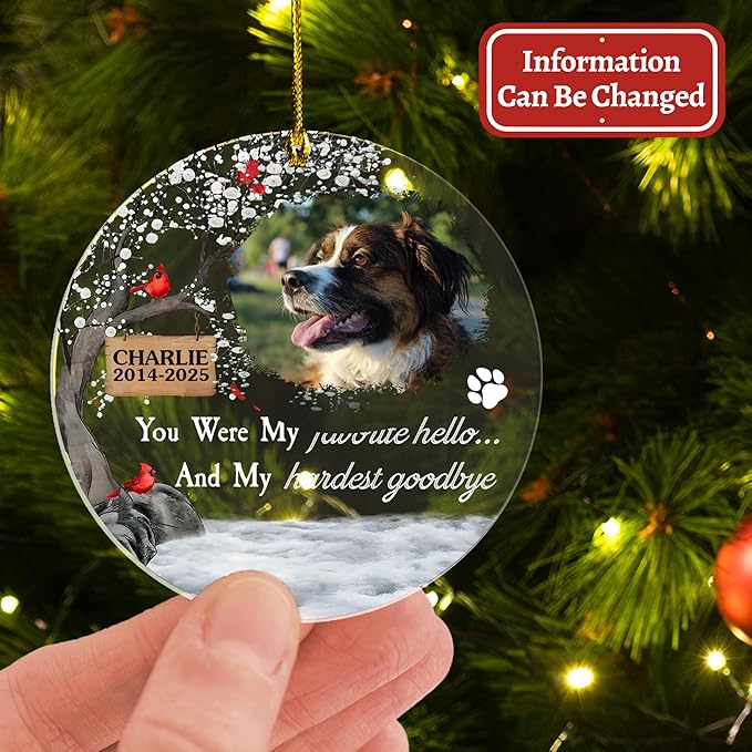 Pavo Personalized Picture Frame Pet Memorial Christmas Ornaments 2025, Loss of Dog Sympathy Gift, Cat Memorial Gifts for Loss of Cat, Dog Remembrance Gift, Custom Christmas Ornament