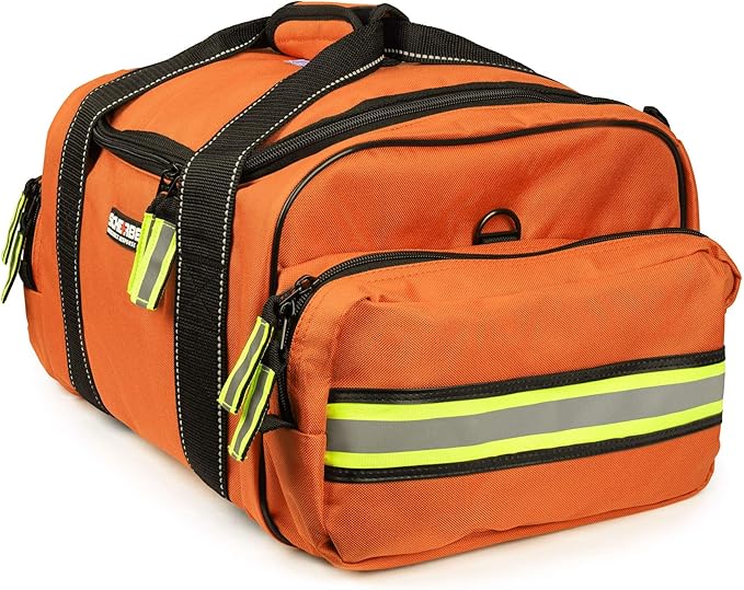 Scherber Fully-Stocked First Responder Bag | Professional EMT/EMS Trauma & Bleeding Medical Kit | HSA/FSA Approved | CAT Tourniquet, HyFin Chest Seal Israeli Bandage & 250+ First Aid Supplies (Orange)