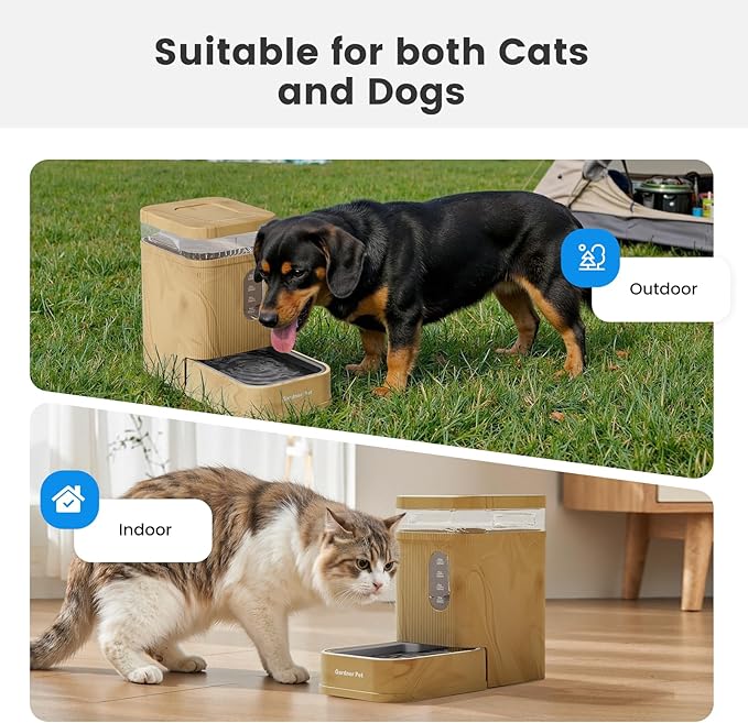 Gardner Pet Automatic Dog Water Dispenser Gravity Waterer with Stainless Steel Bowl Water Dispenser 6.5L Large Capacity Water Feeder with Filters for Dogs Cats Pets, BPA-Free Noise-Free (Brown, 6.5L)