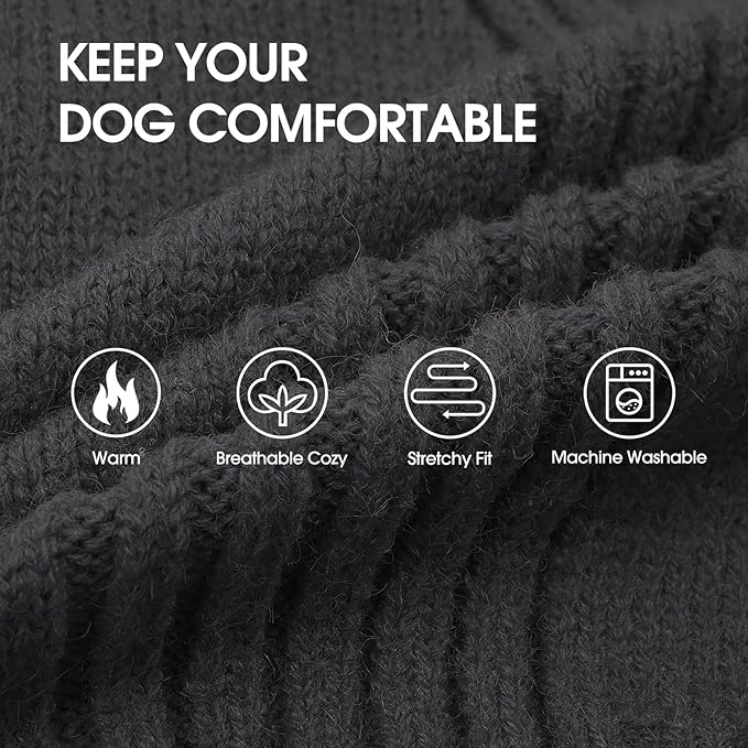 IECOii Great Dane Sweater,5XL Extra Large Sweater for Giant Breed Dogs in Winter,Turtleneck Cold Weather Knit Clothes,Machine Washable,Elastic Pullover for Saint Bernard,Mastiff (Grey,XXXXXL)
