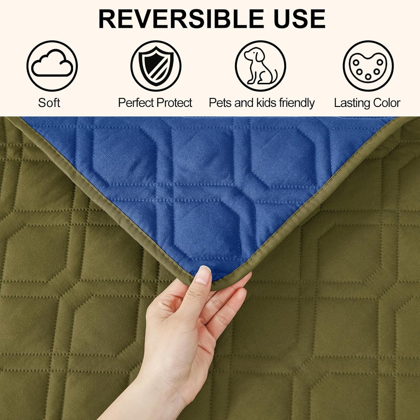 Smiry Waterproof Dog Blanket, 40x50 Inch Soft Pet Bed Cover Reversible, Washable Sofa Couch Furniture Protector for Small Medium Large Dog Puppy Cat, Geometric, Green/Navy