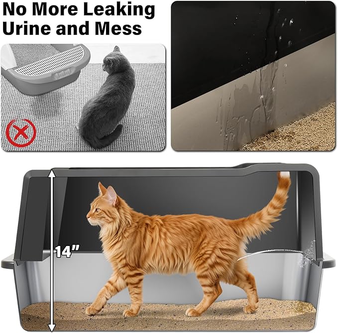 Stainless Steel Cat Litter Box XXXL-Extra Large 28"x20.5"x14" Metal Litter Box High Sides for Big Cats&Multiple Cats, Cat Litters Boxes with lid Easy to Clean, No Odor, Anti-Urine Leakage