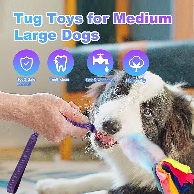 Dog Rope Toys, Nearly Indestructible Dog Rope Toy with Strong Squeak- Ideal Tug of War Interactive Dogs Training Toy, Dental Cleaning Chew Toys, Tug Toy for Boredom Suitable for Dogs of All Ages