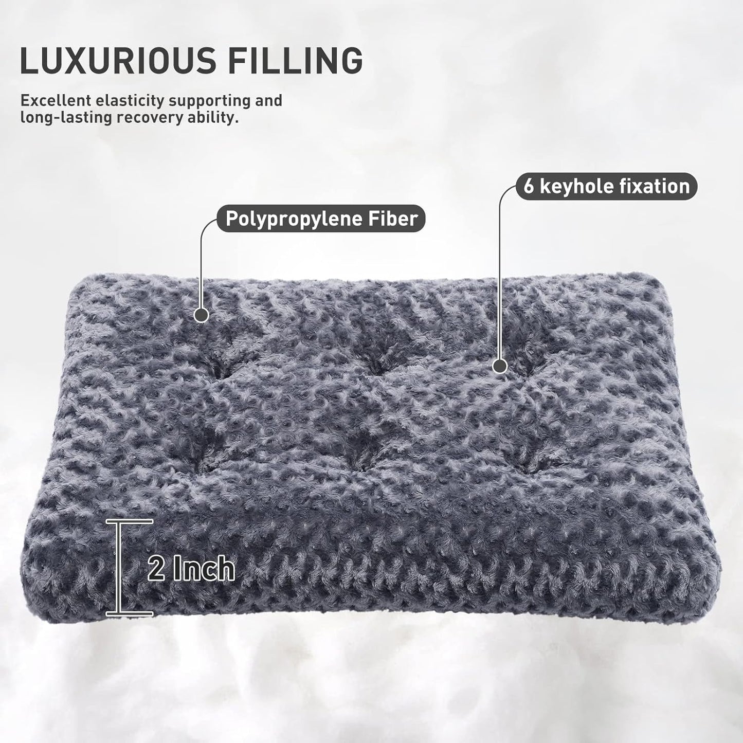 KSIIA Washable Dog Bed Deluxe Plush Dog Crate Beds Comfy Kennel Pad Anti-Slip Pet Sleeping Mat for Large, Jumbo, Medium, Small Dogs Breeds, 17" x 12", Dark Grey