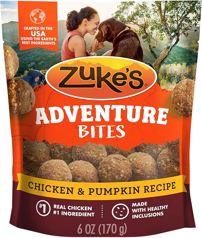 Zuke’s Adventure Bites Pet Treats For Dogs of All Sizes, Soft Dog Treats Real Chicken and Pumpkin Recipe - 6 oz. Pouch