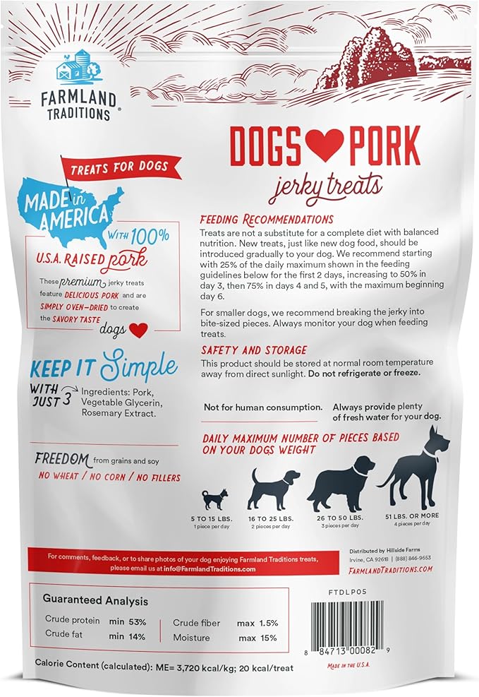 Farmland Traditions New Filler Free Dogs Love Pork Premium Jerky Treats for Dogs (5 oz.)