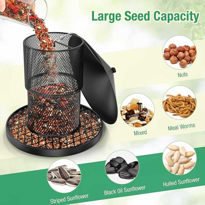 Bird Feeder for Outdoor Hanging, Heavy Duty Metal Bird Feeders for Outside Hanging, Large Capacity Birdfeeder to Attracting Birds