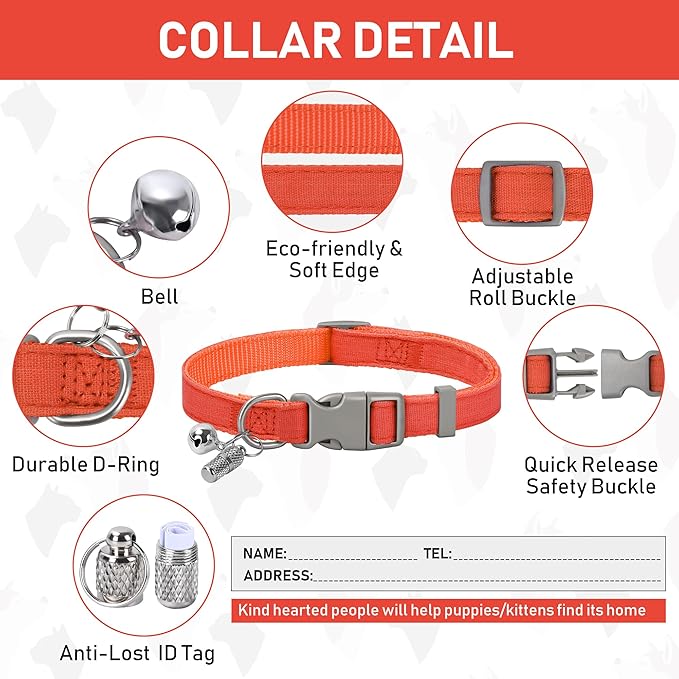 GAMUDA Small Pet Harness Collar and Leash Set, Step in No Chock No Pull Linen Fabric Soft Mesh Dog Vest Harnesses Reflective for Dogs Puppy Cats Kitten Rabbit (Orange, S)