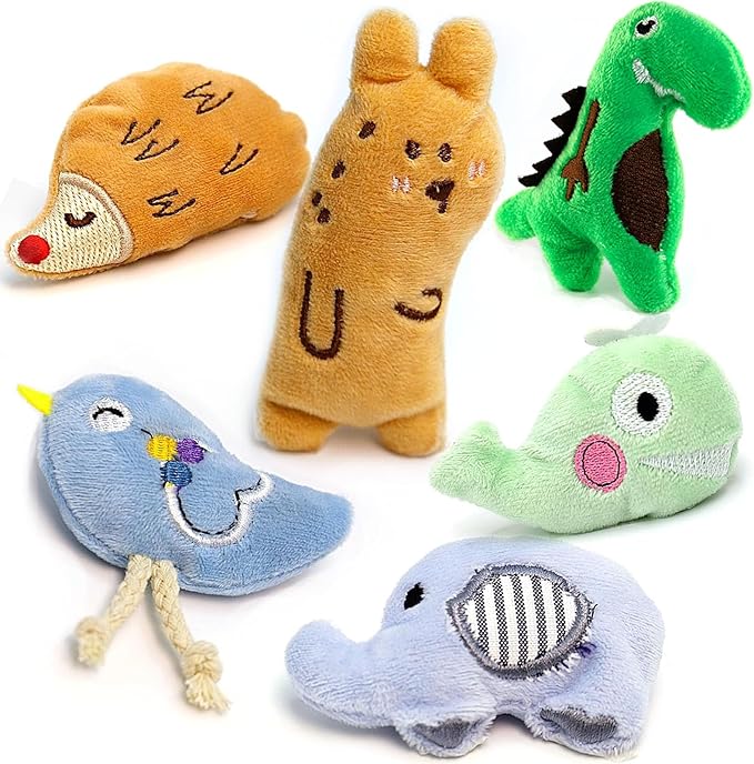 Cat Toys, Interactive Cats Toy for Indoor Cats, Soft and Durable Crinkle Sound Catnip Toys, Catnip Filled Mouse Cat Teething Chew Toy (Pack of 6)