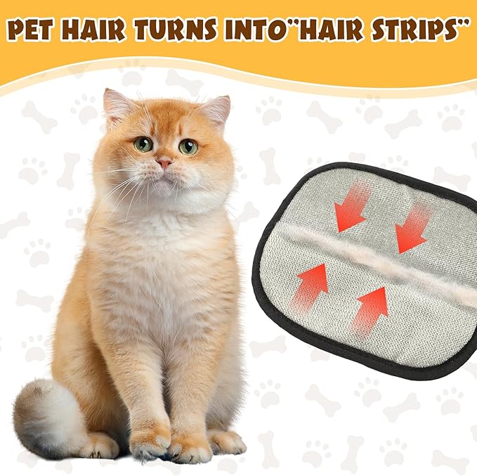 Electrostatic Pet Hair Remover, Pet Hair Remover Tool for Cats & Dogs, Cleaning Gloves for Carpet, Couch, Furniture, Car Seat, Double-Sided, Reusable, Washable (1 PCS)
