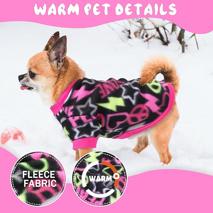 2 Pieces Dog Sweaters for Small Dogs, Fall Winter Fleece Dog Clothes, Soft and Warm Puppy Sweater Doggie Coat for Winter Pet Cloting for Chihuahua Yorkie (Rose,Pink, XX-Small)