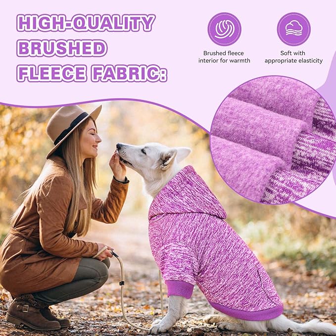 Dog Sweaters for Large Dogs Dog Hoodie Fleece Sweater Soft Clothes Sweatshirt with Pocket Hoodie for Large Dogs(Purple&XXL)