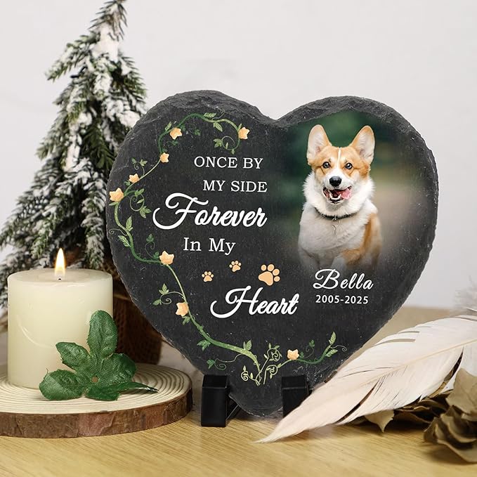 Dog Memorial Gifts for Loss of Dog Cat,Personalized Pet Memorial Stone with Photo Name,Custom Pet Remembrance Gifts,Cat Memorial Sympathy Gift,Dog Passing Away Gifts,Memorial Plaques for Dogs