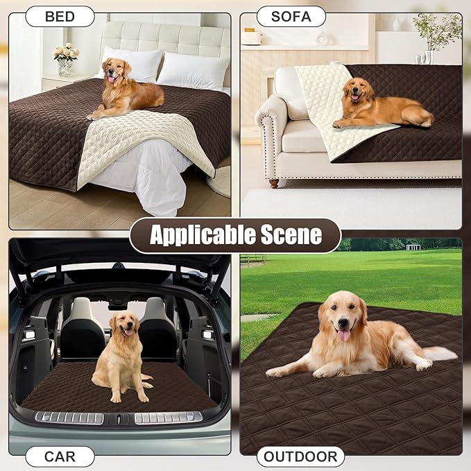 Smiry Waterproof Dog Bed Cover Pet Blanket, Soft Washable Dog Blanket for Furniture Bed Couch Sofa Reversible, Checkered (40"x70", Chocolate/Beige)