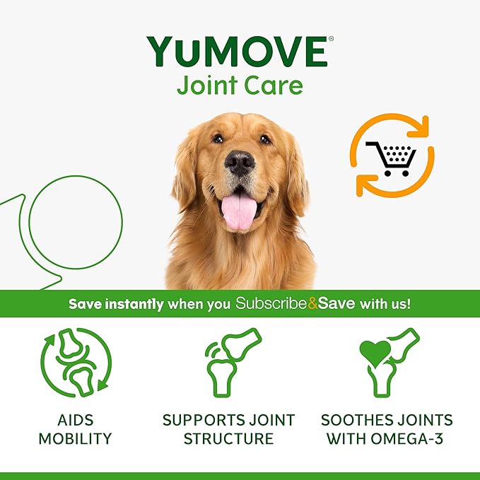 YuMOVE Hip & Joint Supplement for Dogs with Glucosamine, Hyaluronic Acid, Green Lipped Mussel & Omega 3 Joint Supplement - Regular and Advanced Strength (60ct, Chewable Tablets)