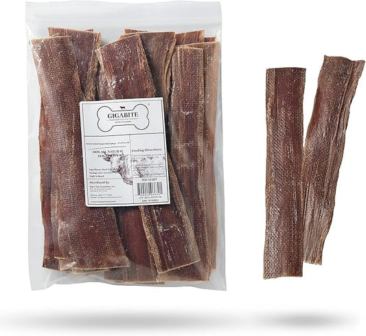 GigaBite 12 Inch Beef Gullet Jerky Strips (20 Pack) - All Natural, Free Range Beef Esophagus Taffy Dog Treat by Best Pet Supplies