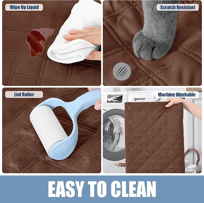 Smiry Waterproof Dog Bed Cover Pet Blanket, Soft Washable Dog Blanket for Furniture Bed Couch Sofa Reversible, Checkered (82"x82", Brown/Chocolate)