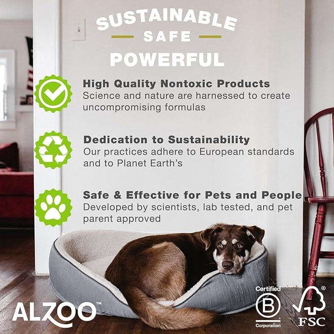 ALZOO Natural Flea & Tick Dog Collar - Helps Repel Fleas, Ticks & Mosquitoes - 100% Plant-Based Active Ingredients - Waterproof - Up to 4 Months Protection - Medium-Sized Dogs: 16-40 lbs - Single
