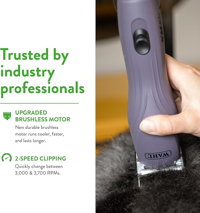 Wahl Pro Animal KM10+ Corded Clipper - New #10 Prime Series Blade, LOCKGUARD Patent Pending Technology & Textured Housing Design - Clippers for Cats, Dogs & Horses - Lightweight - 2-Speeds - Purple