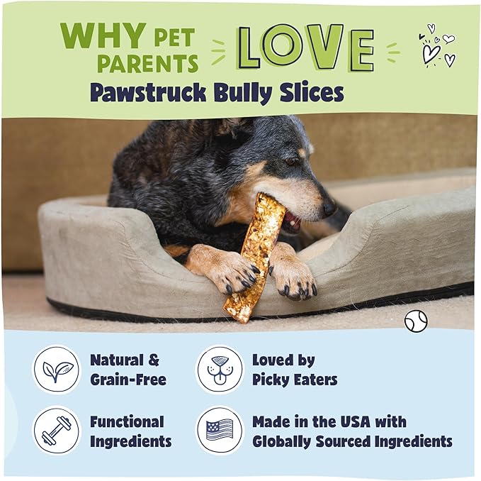 Pawstruck Bully Slices Premium Rawhide Chew Sticks, Beef Flavor - Low Fat, High Protein Treat for Small, Medium, and Large Dogs - No Artificial Ingredients - 1 lb Bag - Packaging May Vary