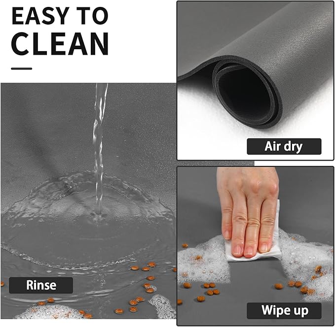 Pet Feeding Mat - Absorbent Dog Mat for Food and Water, No Stains Cat Bowl Mat, Easy to Clean Pet Placemats, Quick Dry Dog Water Dispenser Mat for Messy Drinkers | Dark Grey 18"x 28"