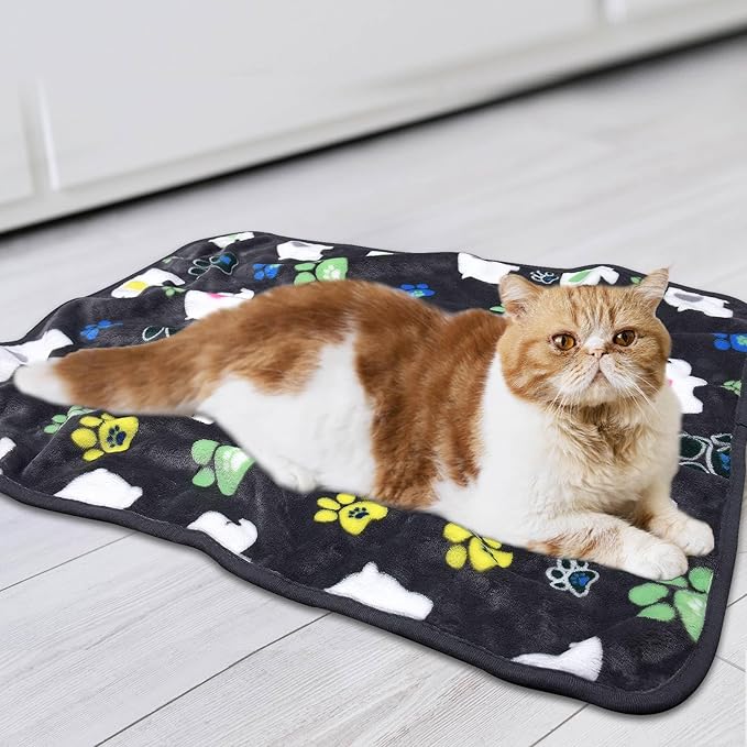 Rezutan 1 Pack 3 Dog Blanket for Large Dogs,41x31 inch for Medium Soft Fluffy Washable Pet Cat Blankets,Reversible Elephant & Paw Print for Dog Kennels & Beds, Sofas, Grey