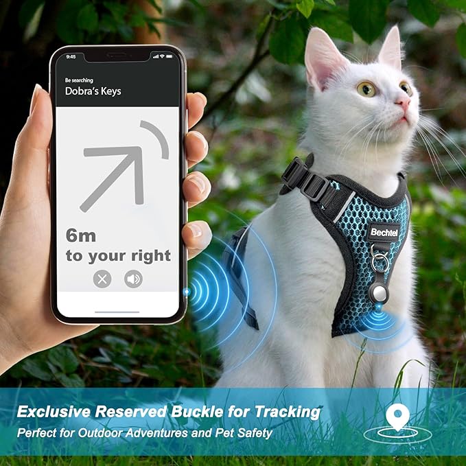 Cat Harness and Leash for Walking Escape Proof Soft Adjustable Cat Leash Breathable Honeycomb Structure Comfortable Vest Easy to Wear Kitten Harness for Outdoor Travel, Honeycomb Blue, XS
