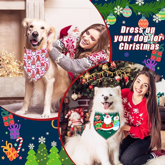 Newwiee 100 Pieces Christmas Dog Bandanas Bulk for Dogs Holiday Triangle Bibs Scarf Xmas Soft Breathable Large Dog Christmas Santa Scarf Accessories for Dog Pet Puppy Cat