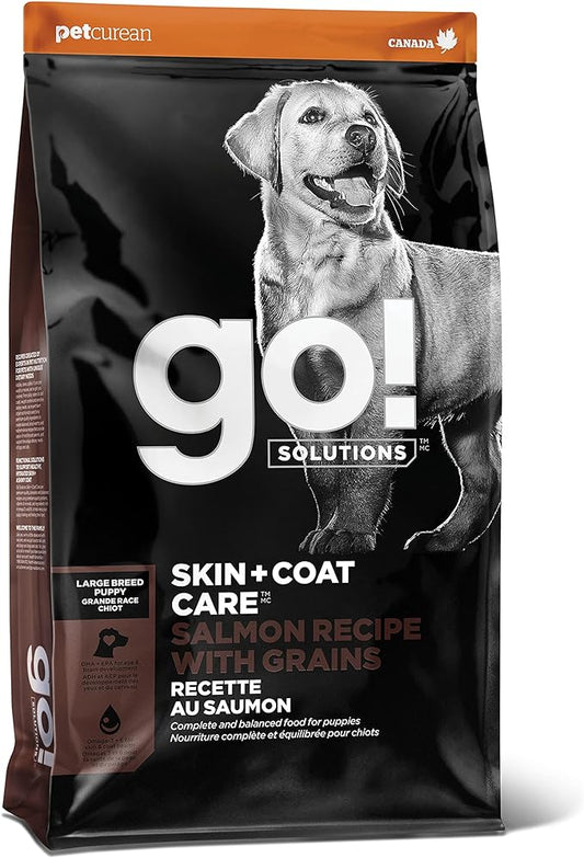 Go! Solutions Skin + Coat Care, Dry Dog Food, Large Breed Puppy Salmon Recipe with Grains, 12 lb Bag