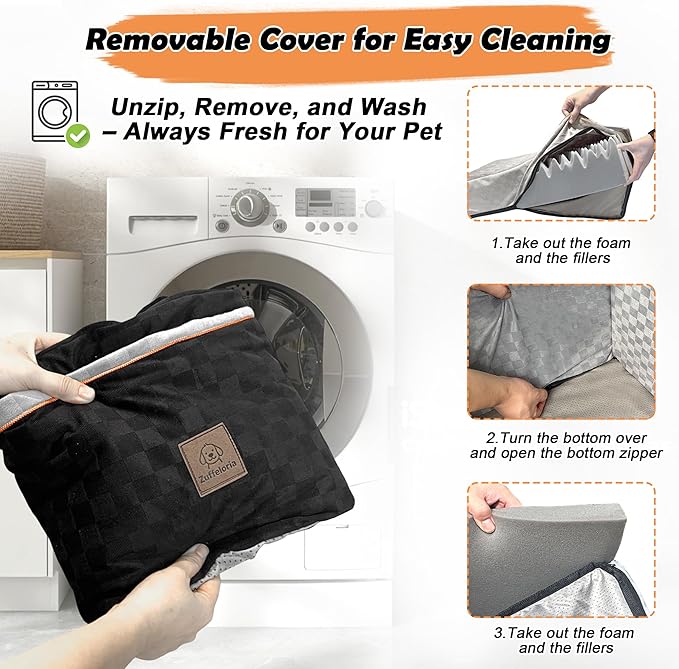 Large Dog Car Seat for Back Seat – Removable Dog Booster Seat & Washable Pet Car Seat for Medium & 2 Small Dogs up to 60lbs – Safety Straps & Storage Pocket – Travel & Home Use (Gray/Black)