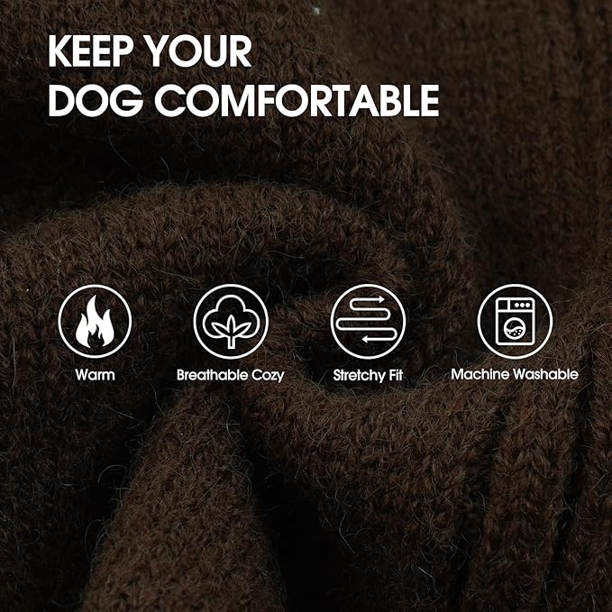 IECOii XL Dog Sweater,Winter Doggy Clothes for Large Dogs Girl Boy,Warm Pullover Soft Dog Sweater Turtleneck,Lightweight & Good Stretch for Active Dogs Like Beagle,Border Collie (Brown,XLarge)