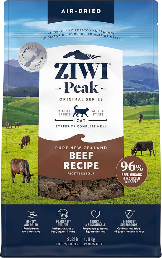 ZIWI Peak Air-Dried Cat Food – Beef - All Natural, High Protein, Grain Free, Limited Ingredient w/ Superfoods (35.2oz)