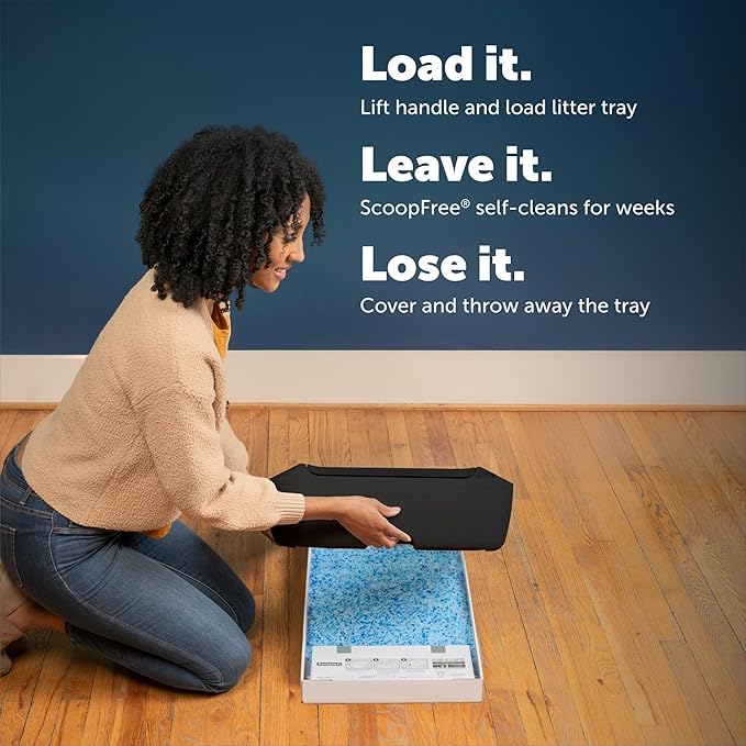 PetSafe ScoopFree Crystal Pro Automatic Self Cleaning Cat Litter Box System–Enclosed Front-Entry – Advanced Odor Control – Includes 1 Disposable Crystal Litter Tray – Black (ZAL00-18159)
