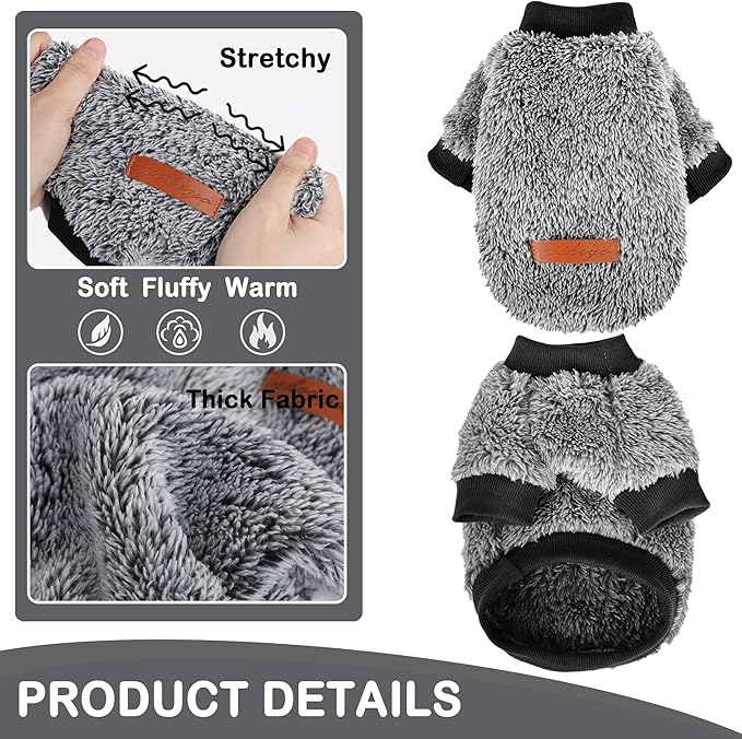 Dog Sweaters for Small Dogs Girl Male Dog, Sweater, Soft Fleece Pet Winter Clothes Boy Girl, Fuzzy Sweatshirts Flannel Jacket Puppy Coat(M, Black)