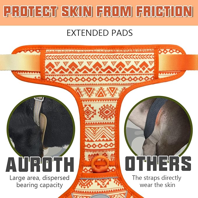 AUROTH Tactical Dog Harness for Large Dogs No Pull Adjustable Pet Harness Reflective K29 Working Training Easy Control Pet Vest Military Service Dog Harnesses