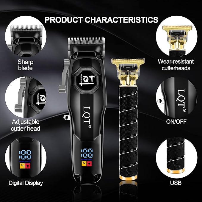 Professional Hair Clippers for Men,Professional Barber Clippers and Trimmer Set,Mens Cordless Clipper, Electric Hair Cut Machines,Cordless Mens Grooming Kit for Face, Hair, Gifts