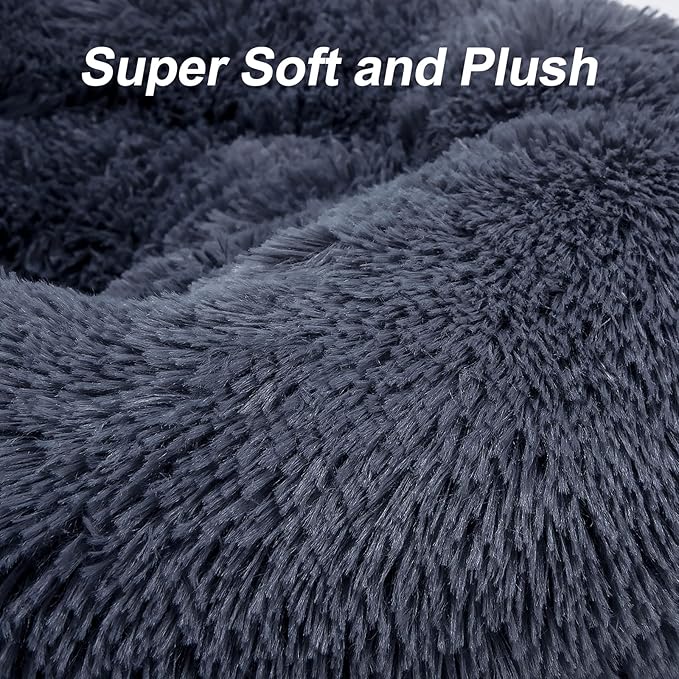 MIXJOY Orthopedic Dog Bed Comfortable Donut Cuddler Round Pet Beds Ultra Soft Washable Dog and Cat Cushion Bed (20''/23''/30'') (23'', Grey-Blue)