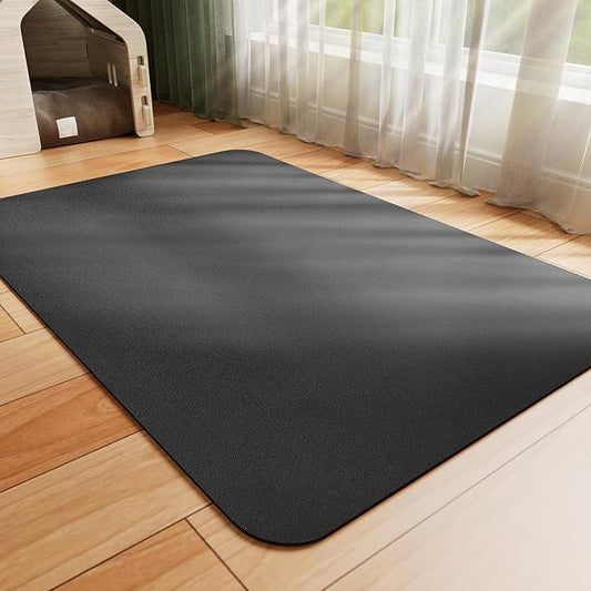 Pet Feeding Mat - Absorbent Dog Mat for Food and Water, No Stains Cat Bowl Mat, Easy to Clean Pet Placemats, Quick Dry Dog Water Dispenser Mat for Messy Drinkers | Black 24"x 36"