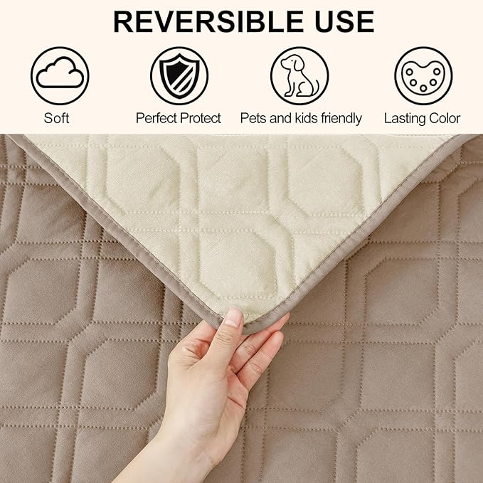 Smiry Waterproof Dog Blanket, 30x70 Inch Soft Pet Bed Cover Reversible, Washable Sofa Couch Furniture Protector for Small Medium Large Dog Puppy Cat, Geometric, Taupe/Beige