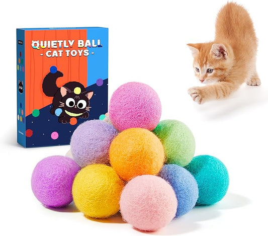 Potaroma 12 Pcs Quiet Play Felt Cat Ball Toys with Catnip Inside, Cat Kicker Exercise Toys, Fun Colorful Kitty Kitten Toys 1.6 Inches