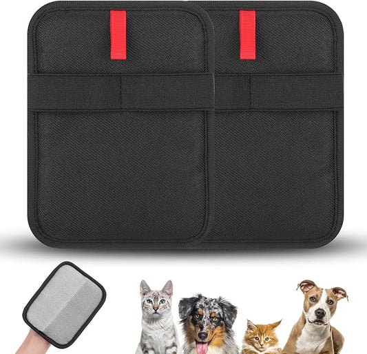 2 Pcs Pet Hair Removal Gloves Brush Double Sided Reusable Electrostatic Static Cat Hair Remover Glove for Dog Cat Grooming Fur Remover Mitt Tool for Clothing Couch Carpet Car Seat