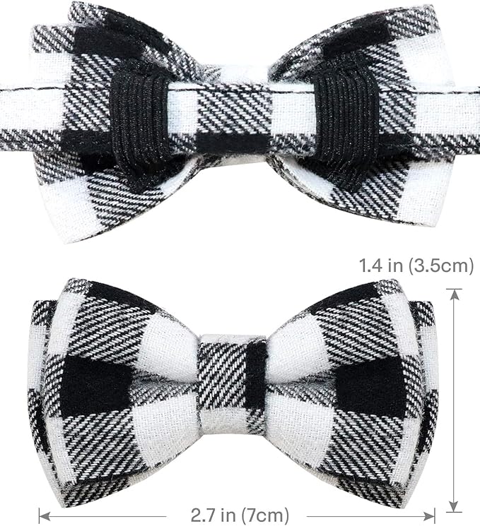 Joytale Upgraded Cat Collar with Bells, Breakaway Cat Collars with Bow Tie, 1 Pack Girl Boy Safety Plaid Kitten Collars, Black