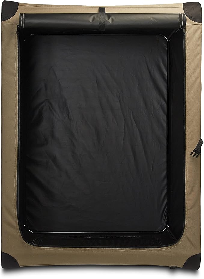 Amazon Basics Dog Crate, Travel Dog Kennel Double Door Collapsible, Lightweight Soft-Sided Folding, Portable Dog Cage, XL 42" x 31" x 31", Tan