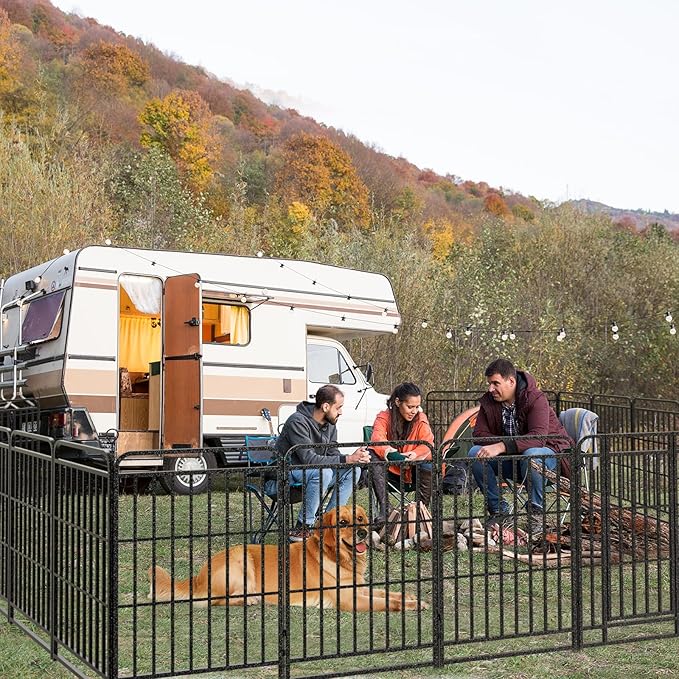 Dog Playpen Outdoor 24 Piece Panels Heavy Duty Dog Fence 40" Height with Thick Pipe Anti-Rust with Doors Portable for RV Camping Yard, Total 54FT, 227 Sq.ft, Snowy Black
