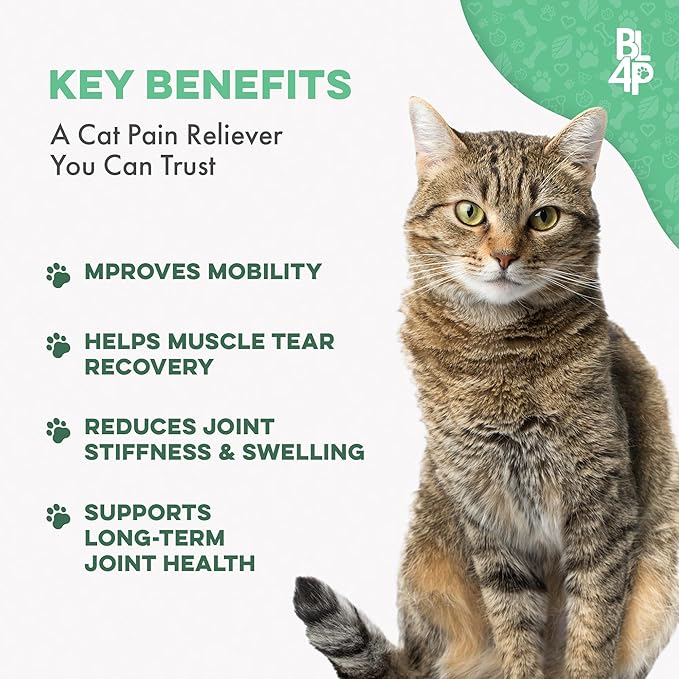 Cat Hip and Joint Support Supplement, Natural Mobility Aid with Plant-Based Ingredients, Comfort for Stiffness & Flexibility, Tiny Neutral-Taste Pills Mix or Dissolve, Cat Joint Supplement (400 Pills)